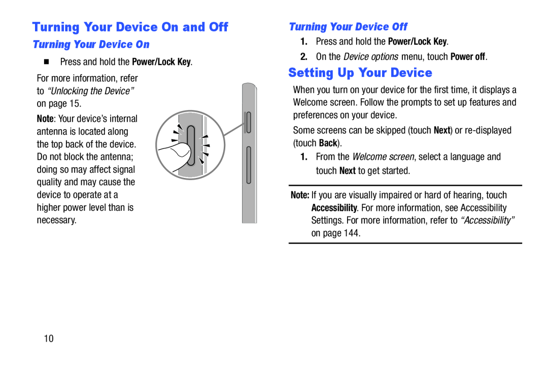 Turning Your Device On and Off Galaxy Note 10.0 Wi-Fi