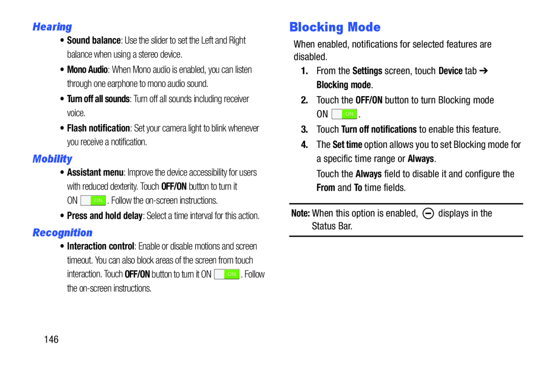 Blocking Mode Galaxy Note 10.0 Wi-Fi