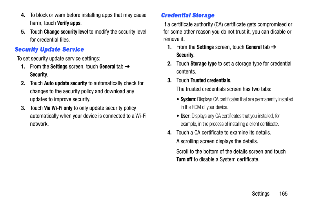 Security Update Service Credential Storage