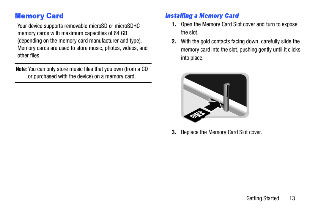 Installing a Memory Card Memory Card