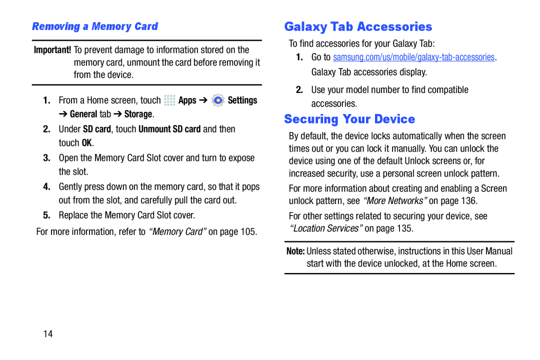 Removing a Memory Card Galaxy Note 10.0 Wi-Fi