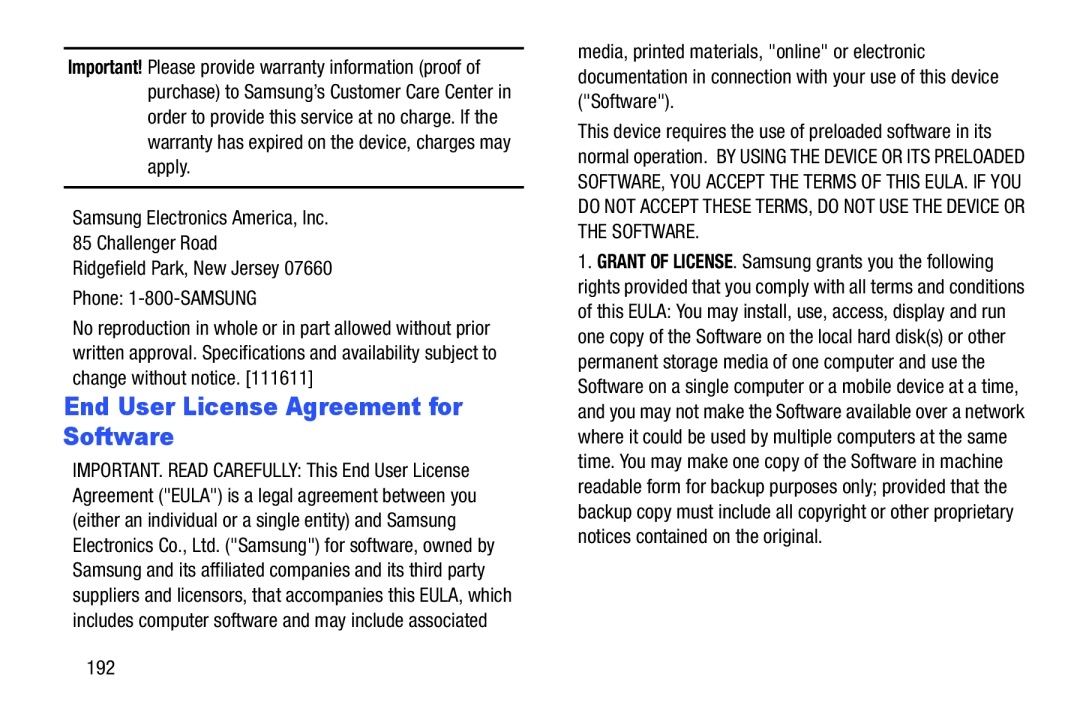 End User License Agreement for Software Galaxy Note 10.0 Wi-Fi