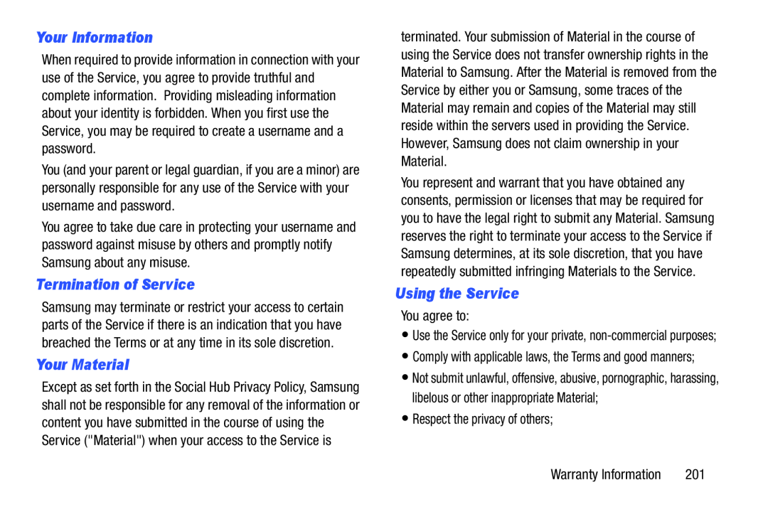 Termination of Service Galaxy Note 10.0 Wi-Fi