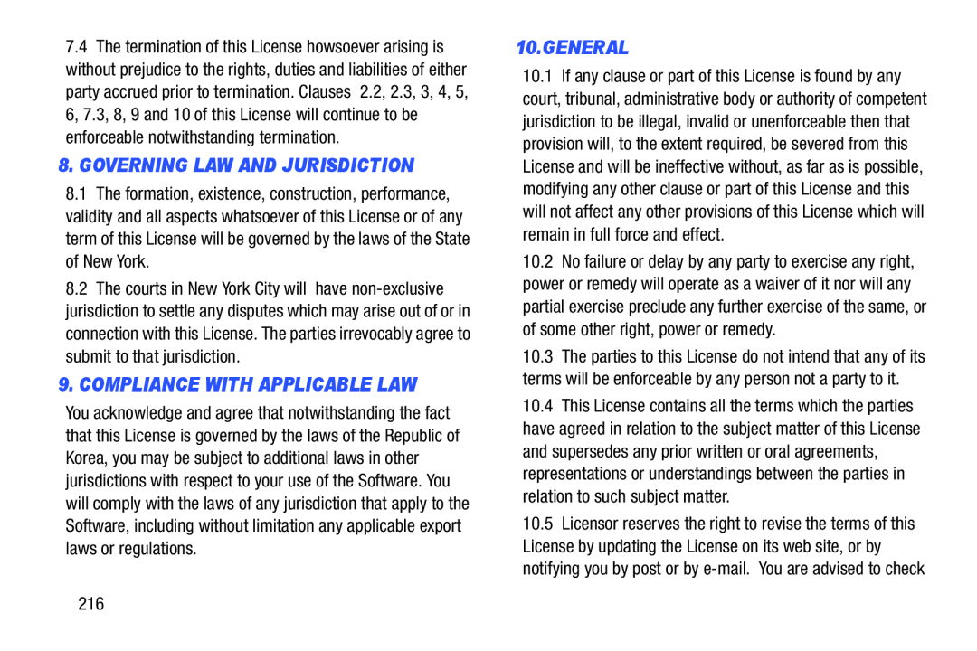 9. COMPLIANCE WITH APPLICABLE LAW Galaxy Note 10.0 Wi-Fi