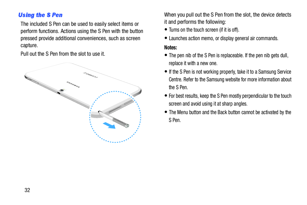 Using the S Pen Galaxy Note 10.0 Wi-Fi