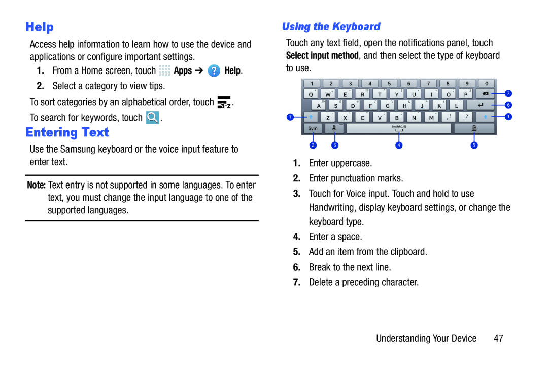 Using the Keyboard Galaxy Note 10.0 Wi-Fi