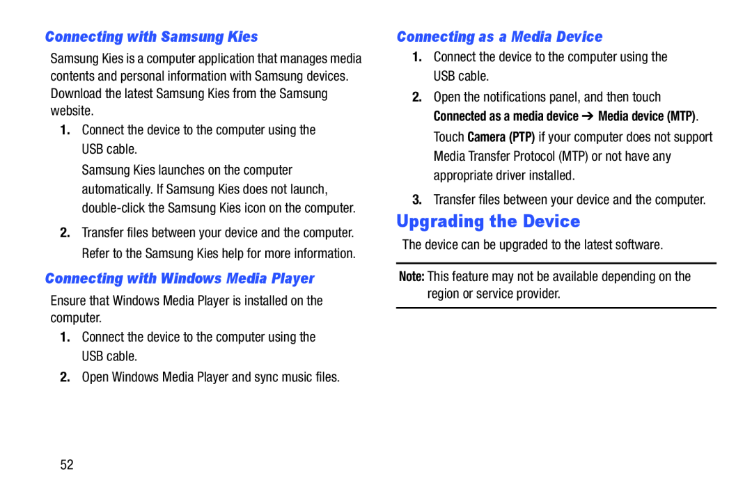 Connecting as a Media Device Galaxy Note 10.0 Wi-Fi