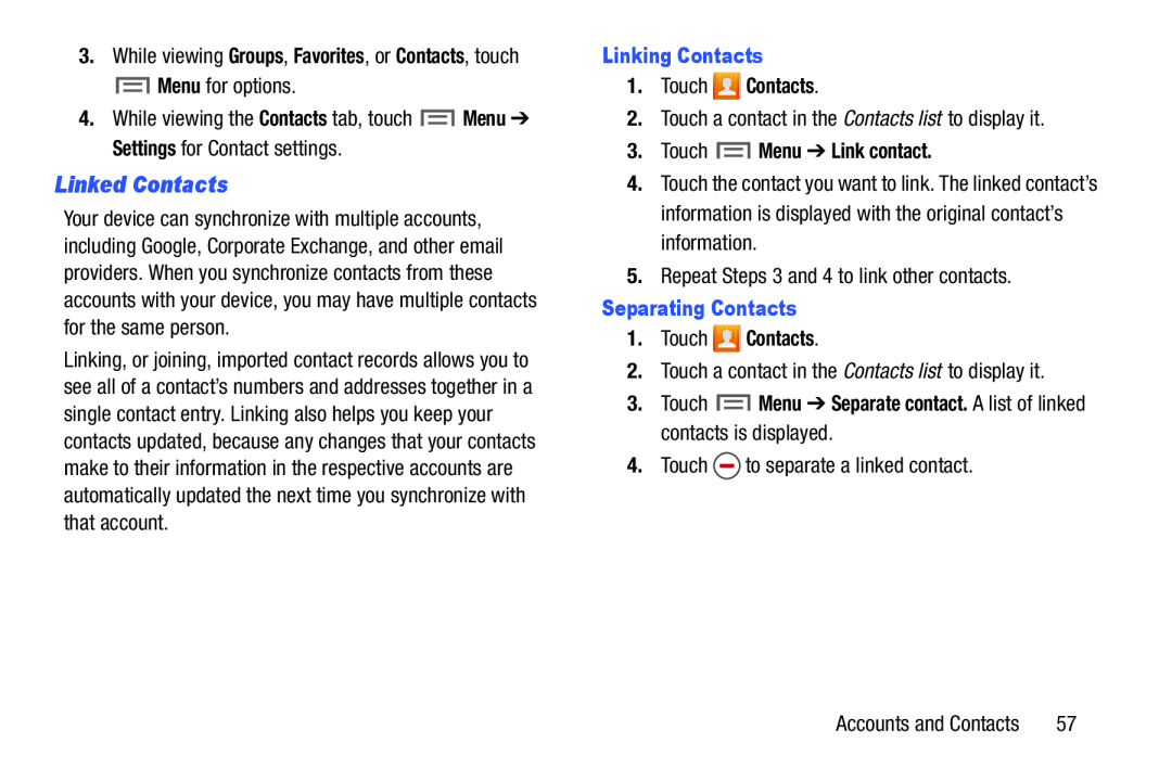 Linked Contacts Galaxy Note 10.0 Wi-Fi