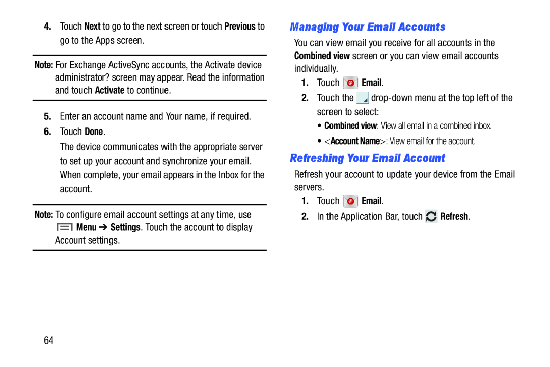 Managing Your Email Accounts Galaxy Note 10.0 Wi-Fi