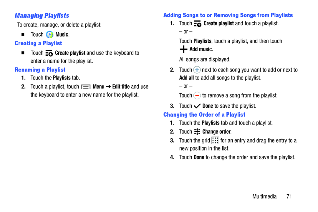 Managing Playlists Galaxy Note 10.0 Wi-Fi