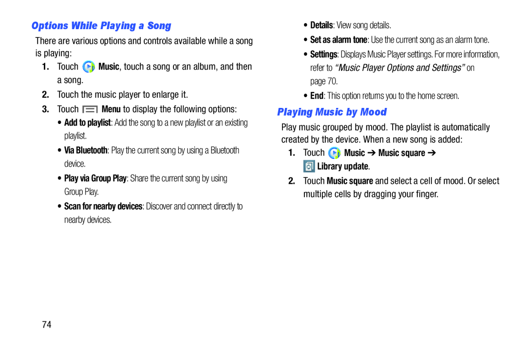 Options While Playing a Song Galaxy Note 10.0 Wi-Fi