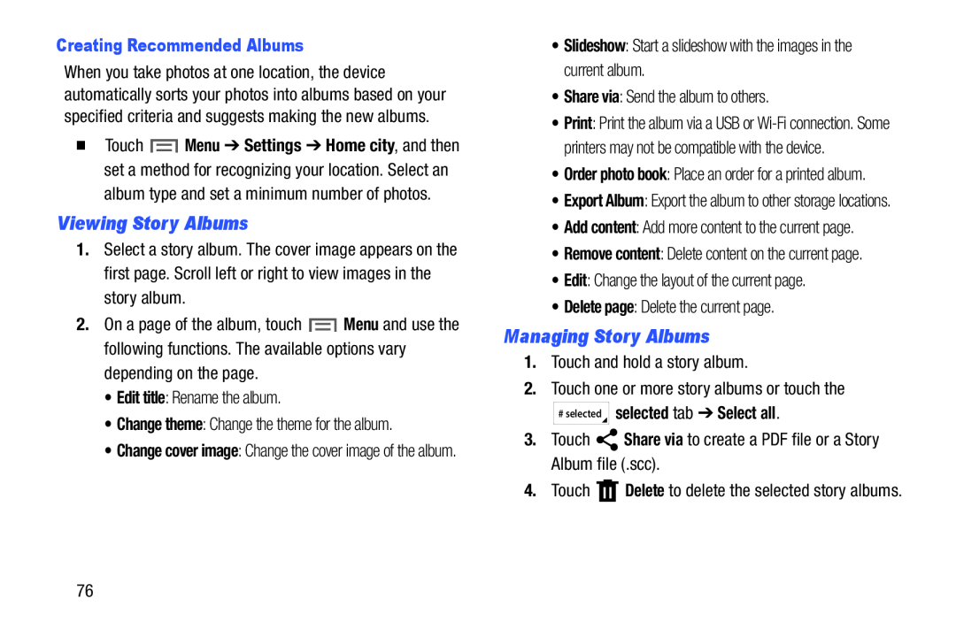 Viewing Story Albums Galaxy Note 10.0 Wi-Fi