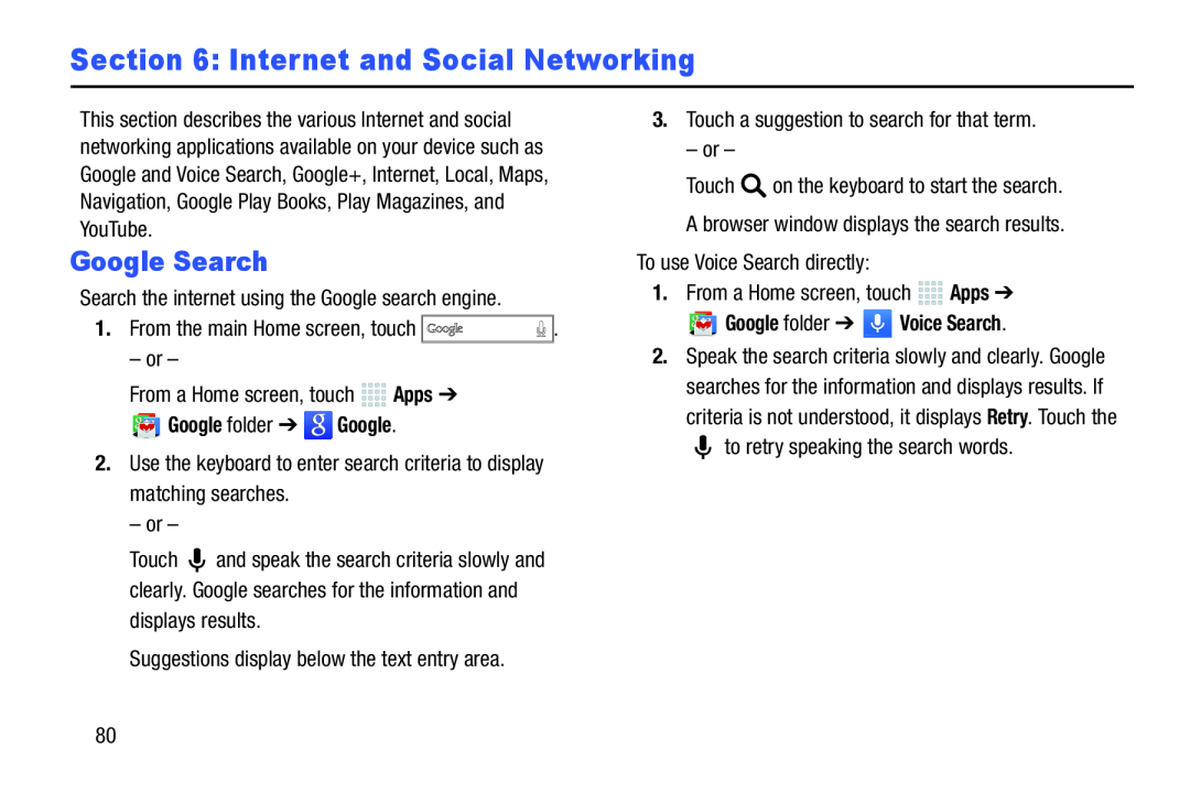 Section 6: Internet and Social Networking Galaxy Note 10.0 Wi-Fi