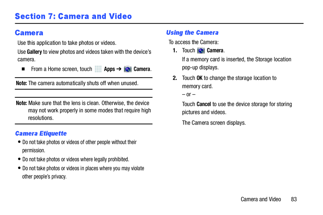 Camera Etiquette Using the Camera