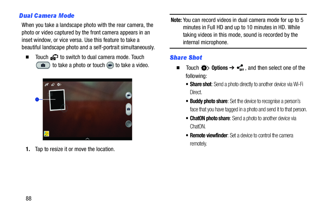 Dual Camera Mode Galaxy Note 10.0 Wi-Fi