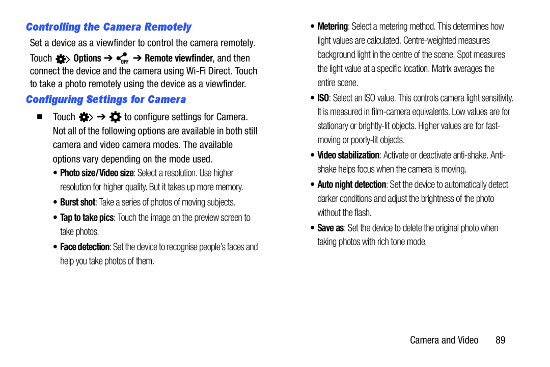 Controlling the Camera Remotely Configuring Settings for Camera