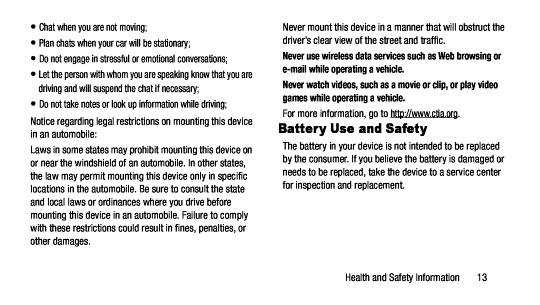 Notice regarding legal restrictions on mounting this device in an automobile: Galaxy Note 8.0 AT&T