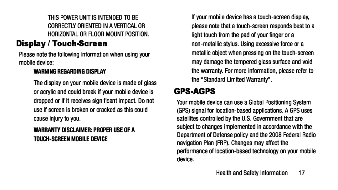 WARNING REGARDING DISPLAY Galaxy Note 8.0 AT&T