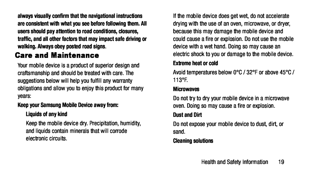 Avoid temperatures below 0°C / 32°F or above 45°C / 113°F Galaxy Note 8.0 AT&T