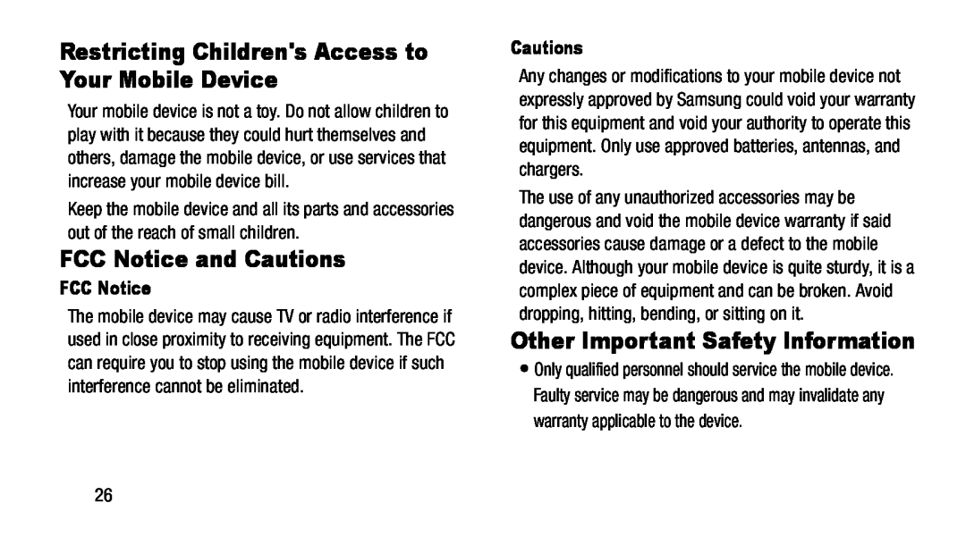 Other Important Safety Information Galaxy Note 8.0 AT&T