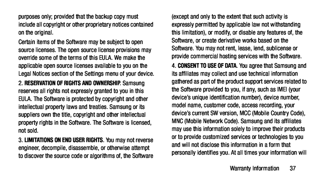 RESERVATION OF RIGHTS AND OWNERSHIP Galaxy Note 8.0 AT&T