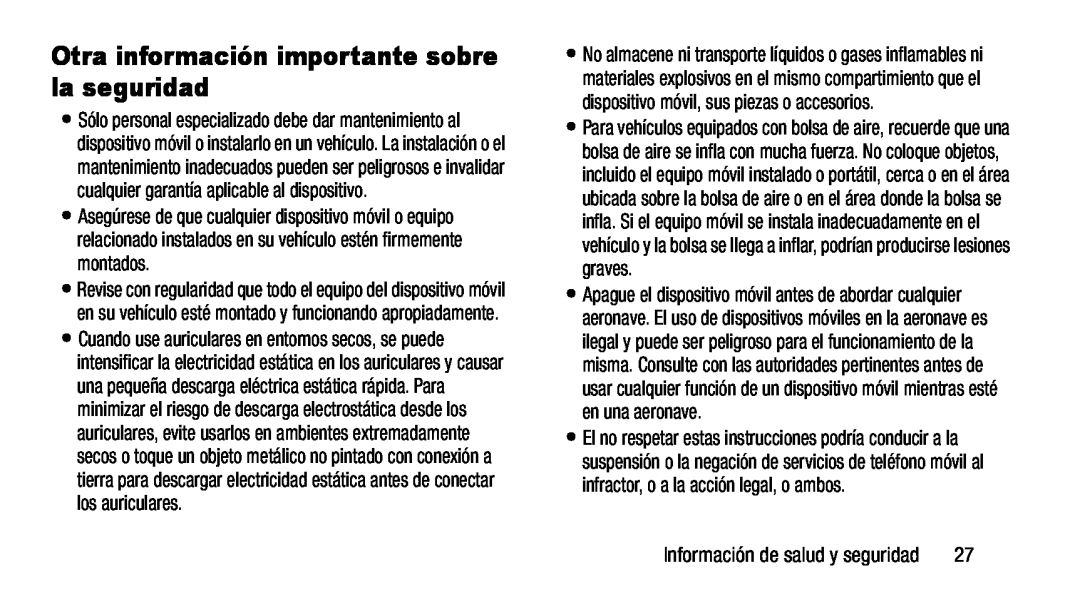 Otra información importante sobre la seguridad