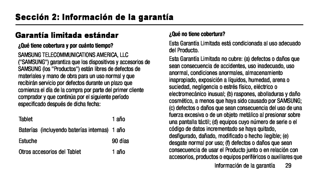 Garantía limitada estándar Galaxy Note 8.0 AT&T