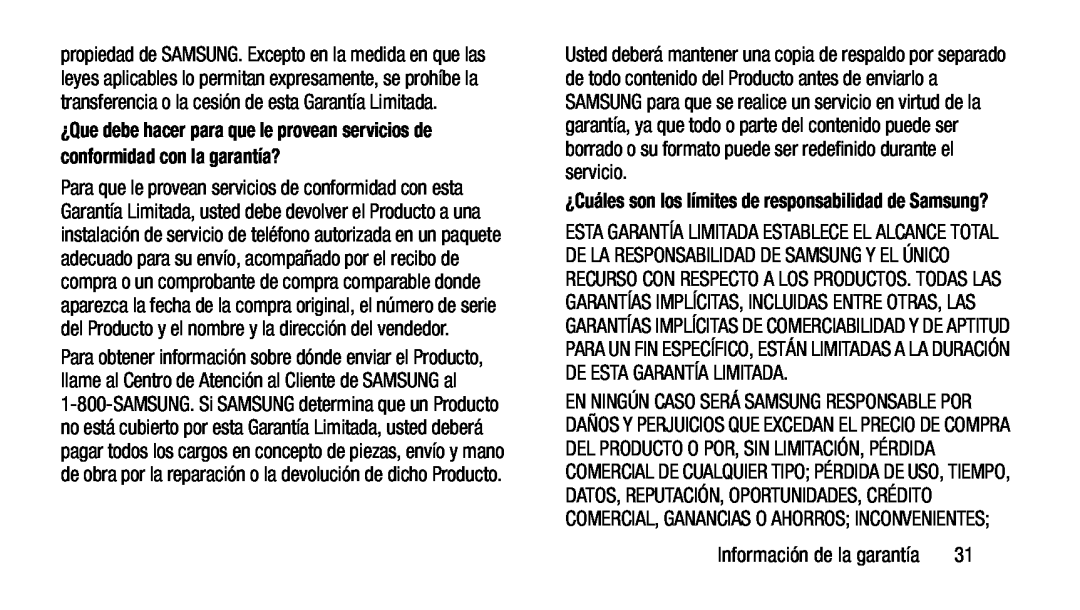 ¿Que debe hacer para que le provean servicios de conformidad con la garantía ¿Cuáles son los límites de responsabilidad de Samsung