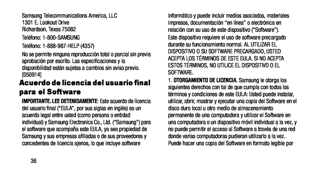 Teléfono: 1-800-SAMSUNG Galaxy Note 8.0 AT&T