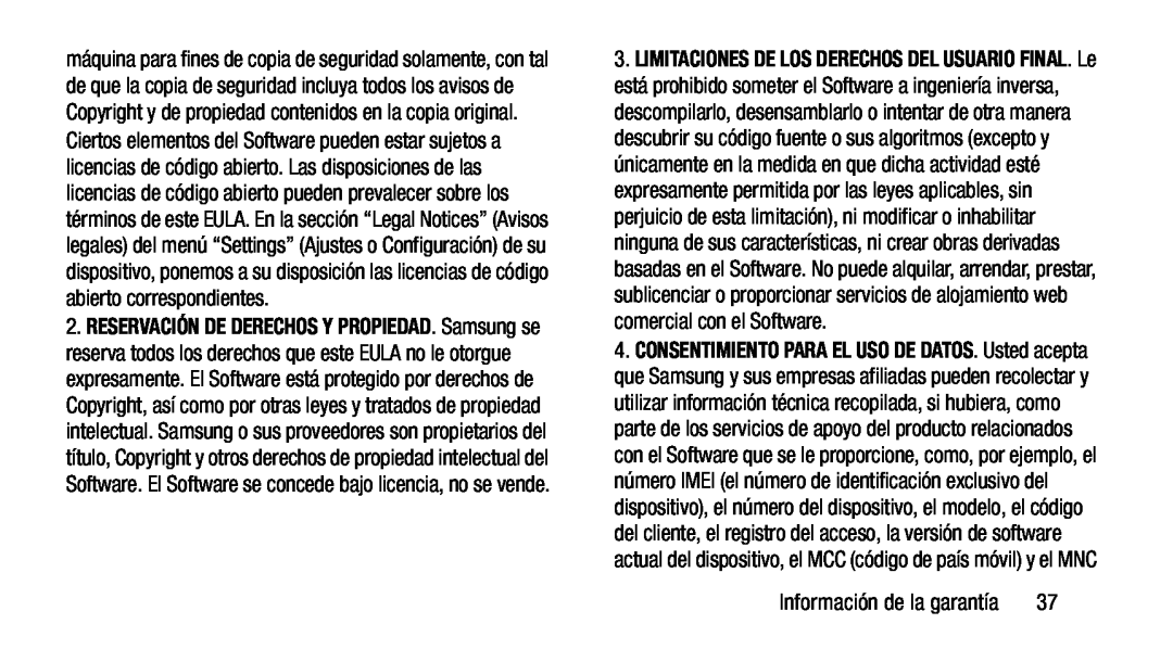 LIMITACIONES DE LOS DERECHOS DEL USUARIO FINAL Galaxy Note 8.0 AT&T