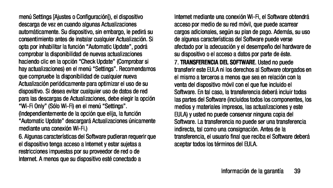 TRANSFERENCIA DEL SOFTWARE Información de la garantía