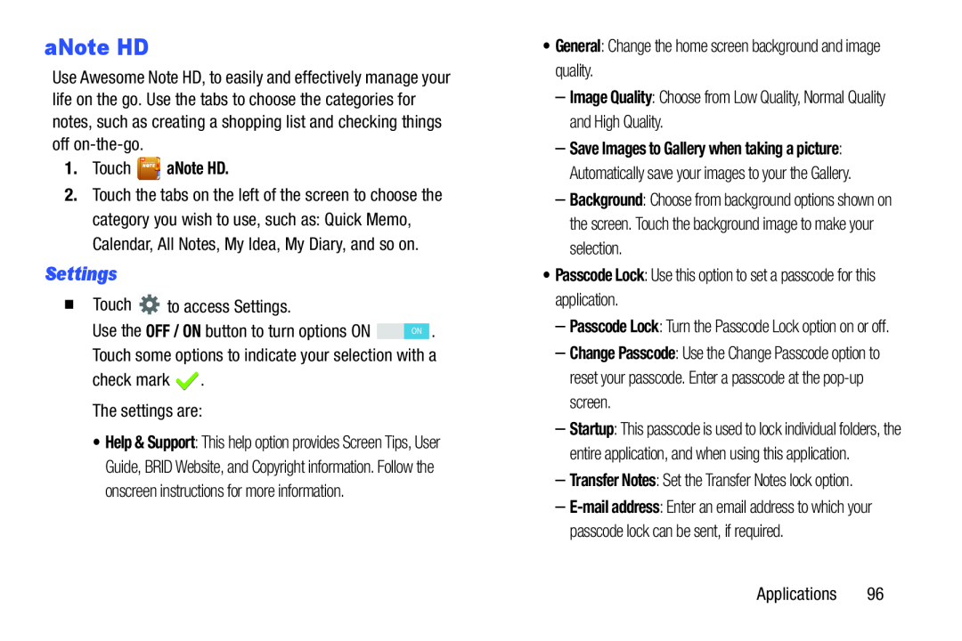 Settings Galaxy Note 8.0 AT&T