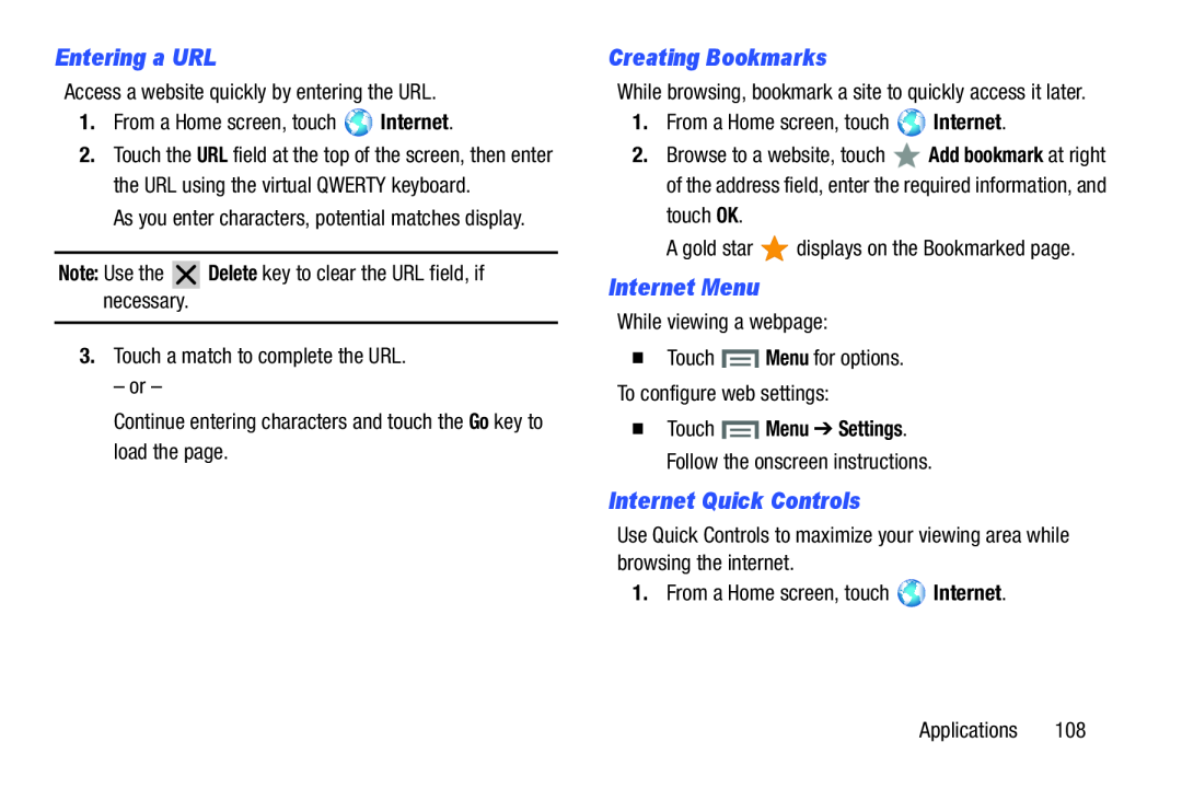 Internet Menu Galaxy Note 8.0 AT&T