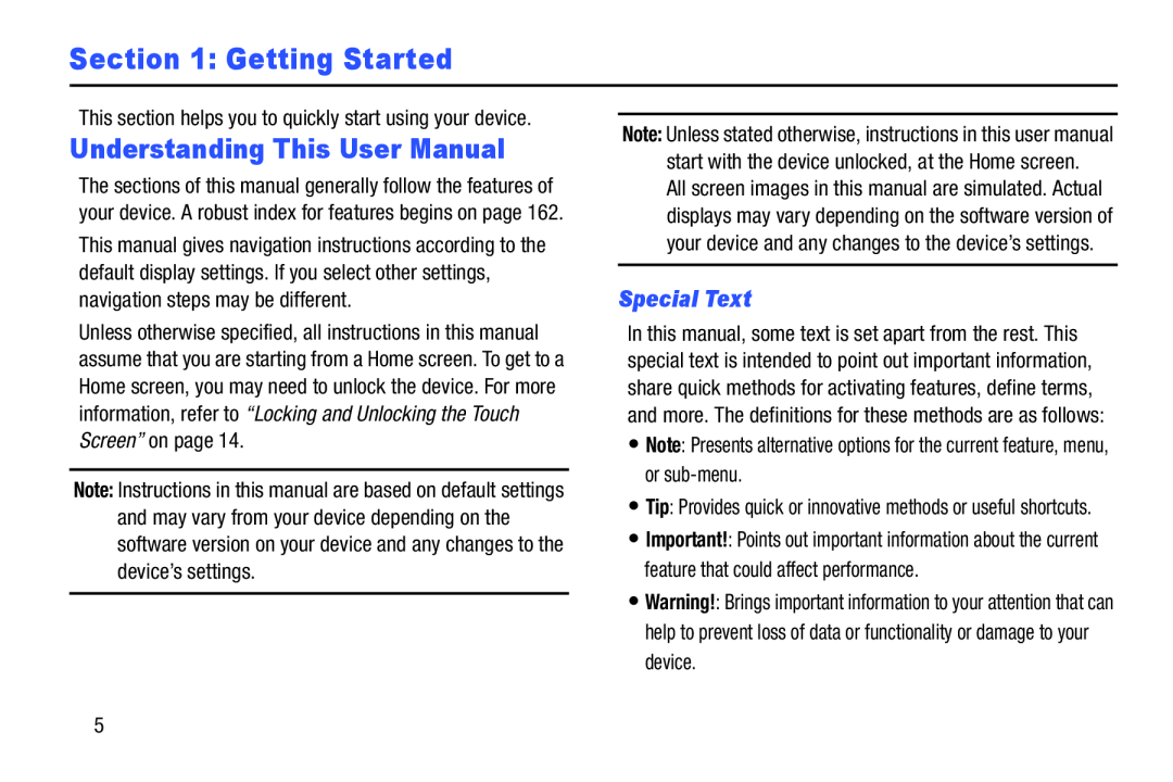 Special Text Understanding This User Manual