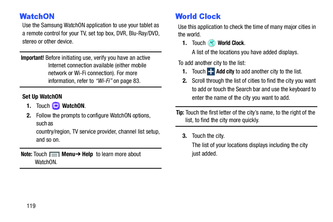 World Clock Galaxy Note 8.0 AT&T