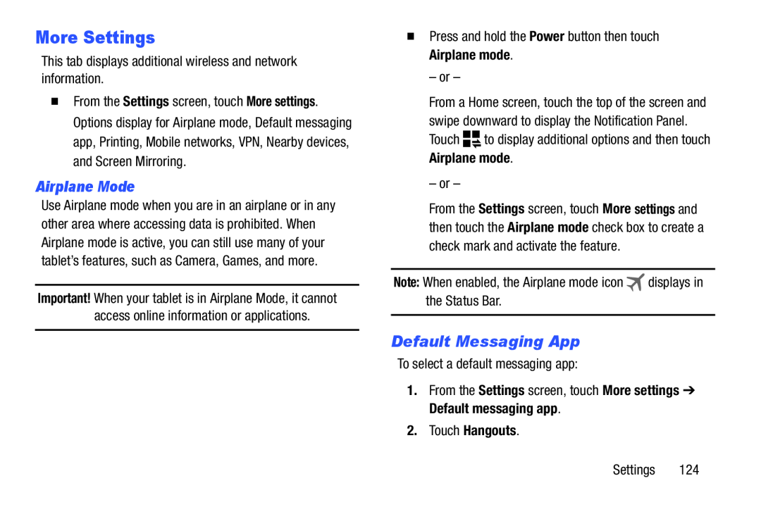 More Settings Galaxy Note 8.0 AT&T