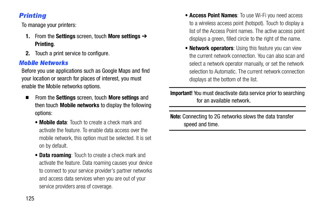 Mobile Networks Galaxy Note 8.0 AT&T