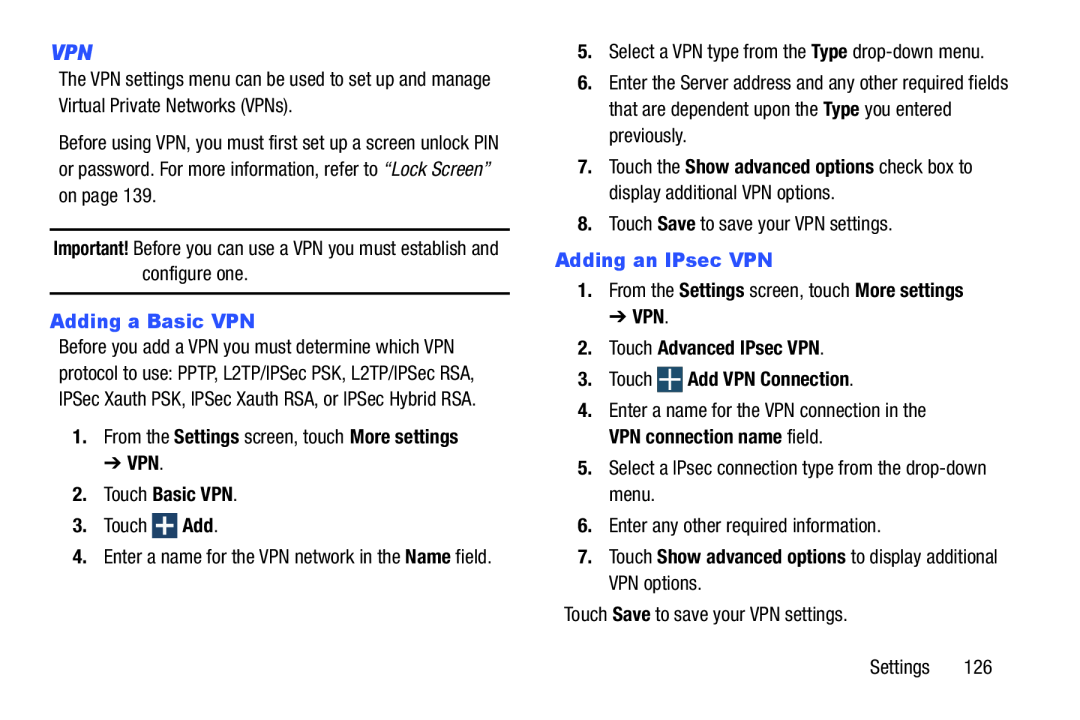 VPN Galaxy Note 8.0 AT&T