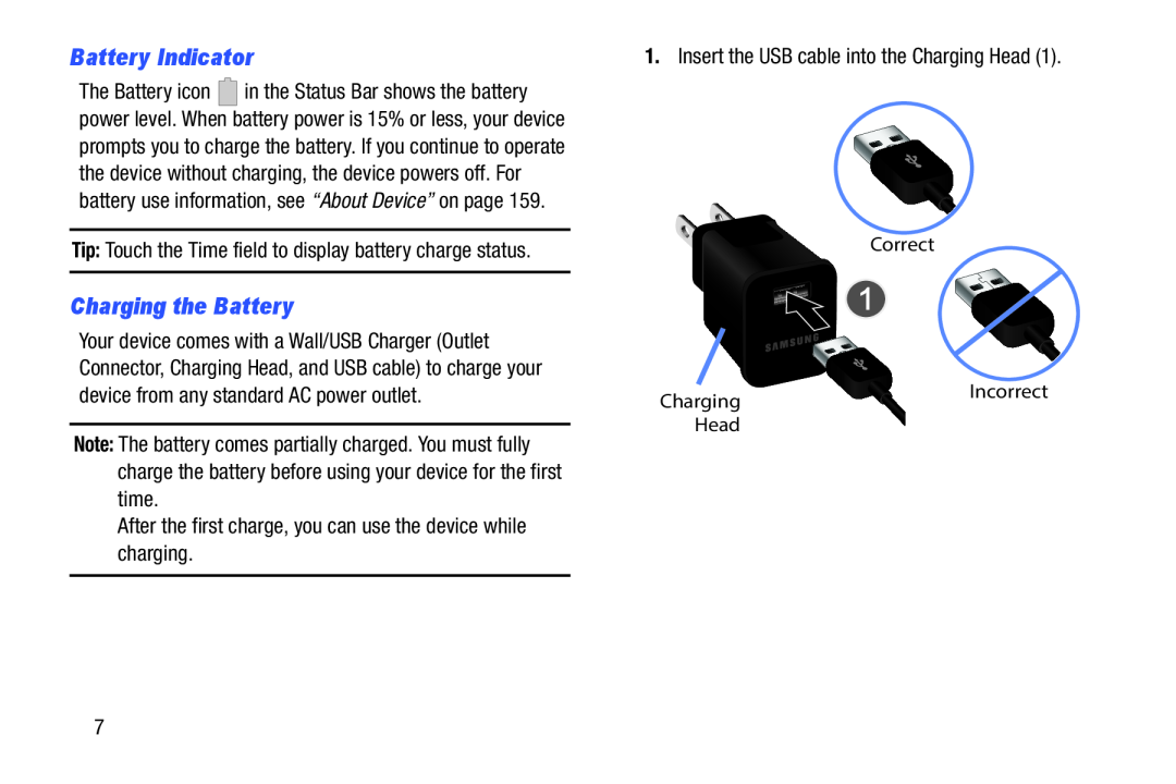 Charging the Battery Galaxy Note 8.0 AT&T