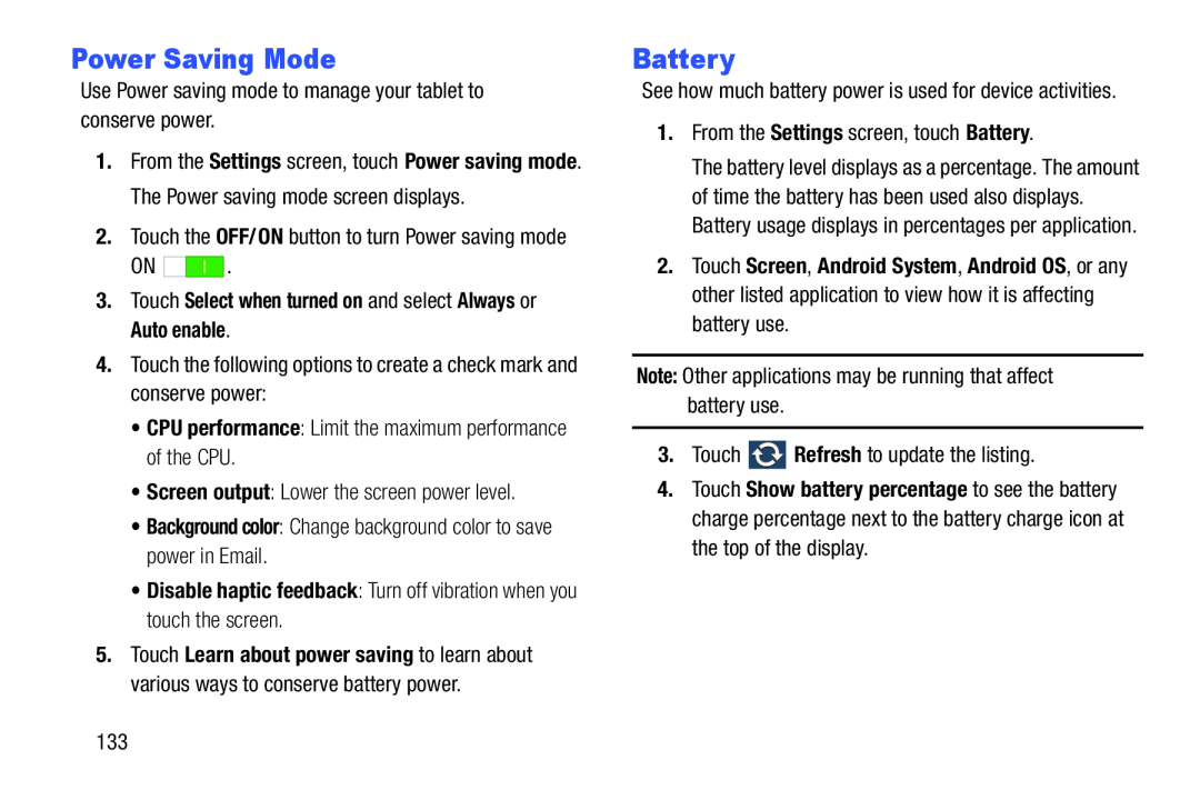 Power Saving Mode Galaxy Note 8.0 AT&T