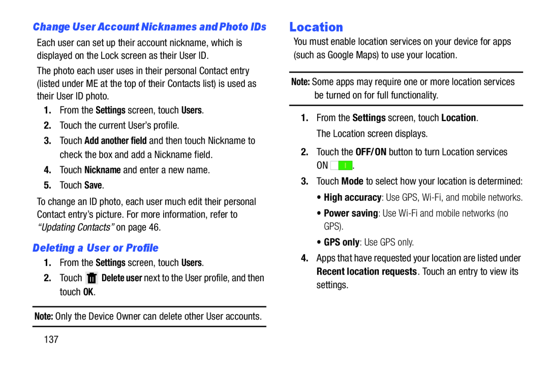 Deleting a User or Profile Galaxy Note 8.0 AT&T