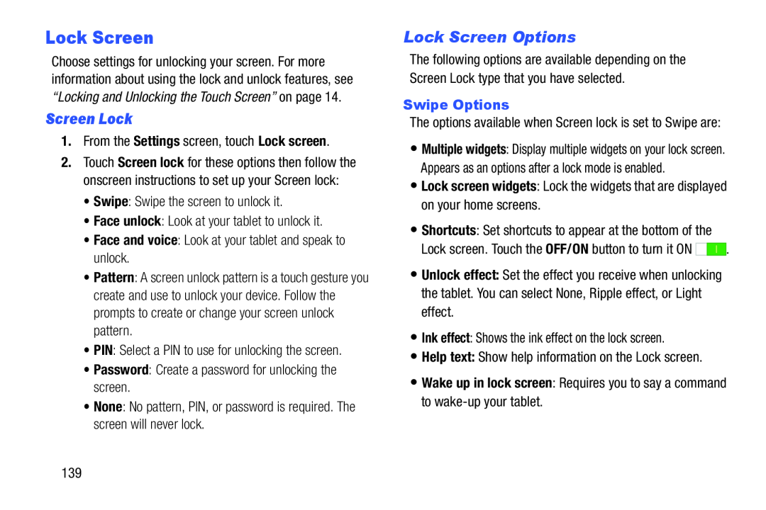 Lock Screen Options Galaxy Note 8.0 AT&T