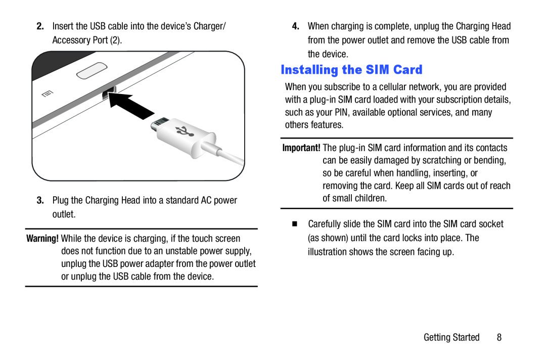 Installing the SIM Card Galaxy Note 8.0 AT&T