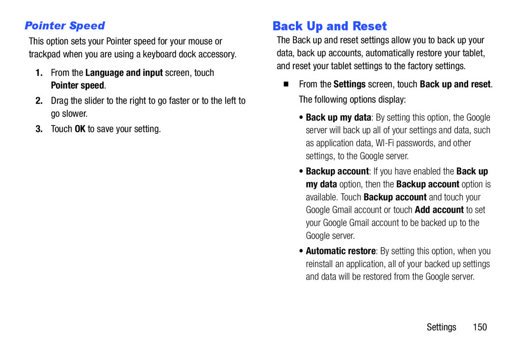 Pointer Speed Back Up and Reset