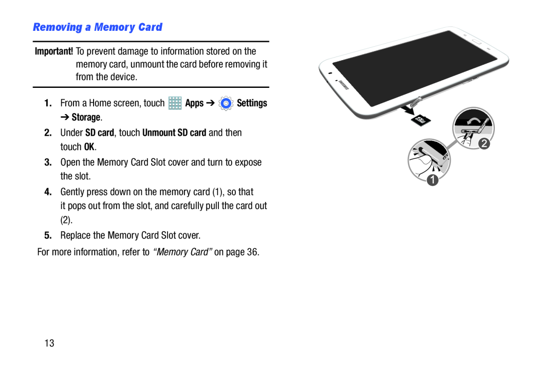 Removing a Memory Card Galaxy Note 8.0 AT&T