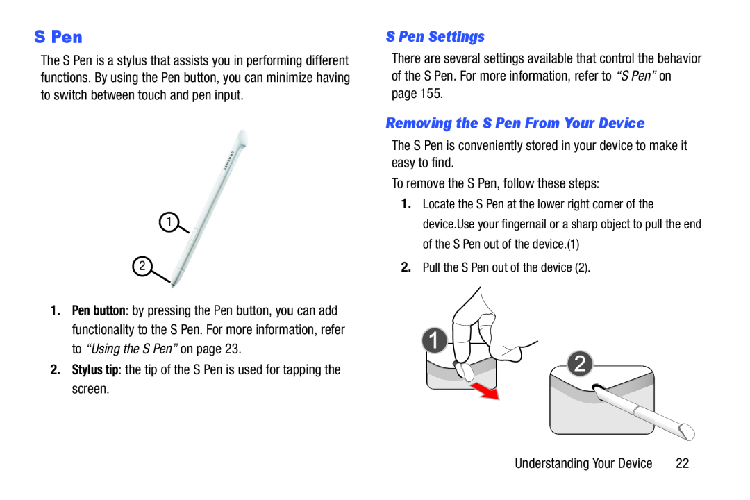 S Pen Settings Removing the S Pen From Your Device