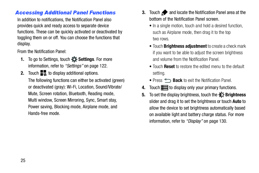 Accessing Additional Panel Functions Galaxy Note 8.0 AT&T