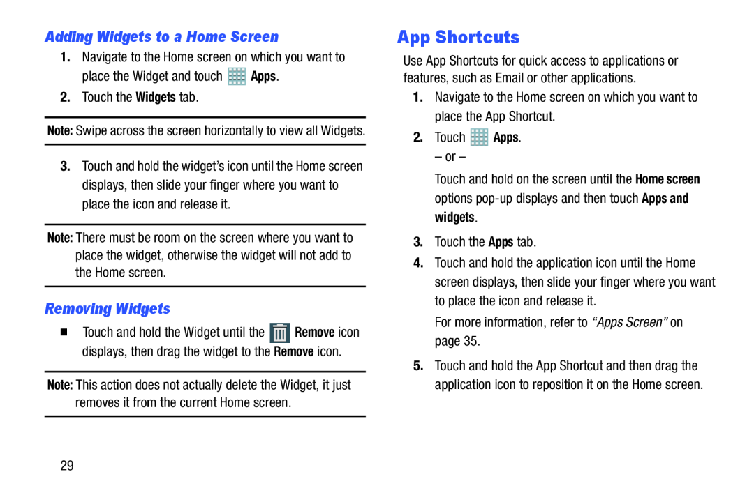 App Shortcuts Galaxy Note 8.0 AT&T