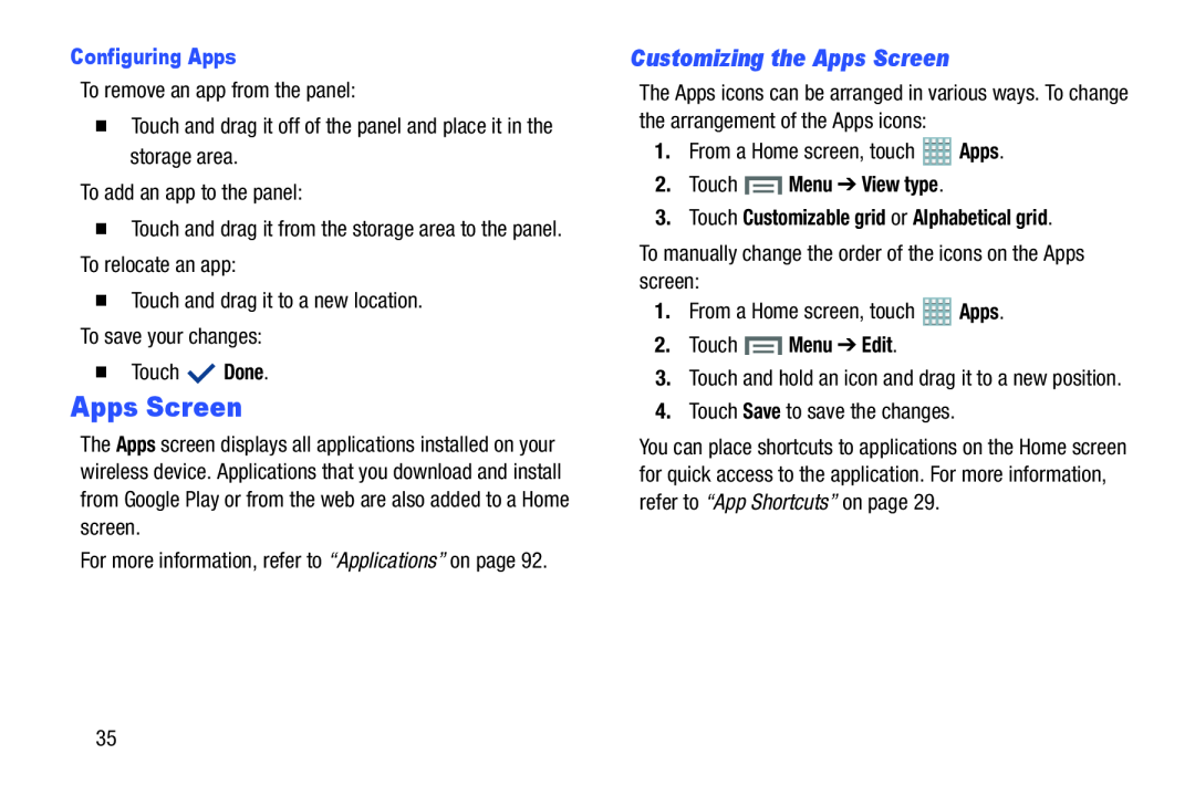 Customizing the Apps Screen Galaxy Note 8.0 AT&T