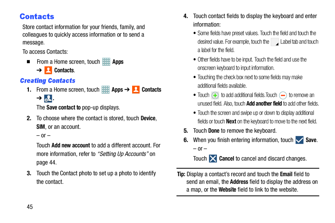 Creating Contacts Galaxy Note 8.0 AT&T